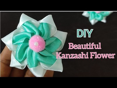 DIY Ribbon Flower | Ribbon Flowers How To Make | Ribbon Flower Hair Clip | Kanzashi Flower Tutorial