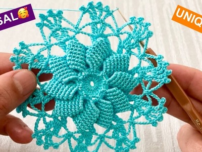 Easy and Beautiful 3D Crochet Tablecloth Motif Pattern Tutorial - How to make