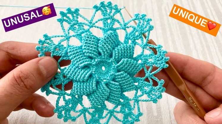 Easy and Beautiful 3D Crochet Tablecloth Motif Pattern Tutorial - How to make