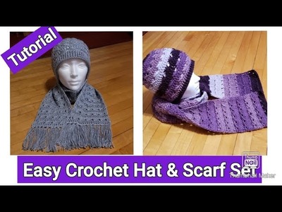 Easy Crochet Hat & Scarf Set Tutorial | Cross Over Stitch