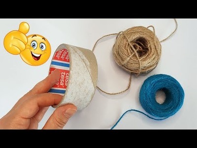 Easy jewelly box with jute rope and tape roll - Diy ideas