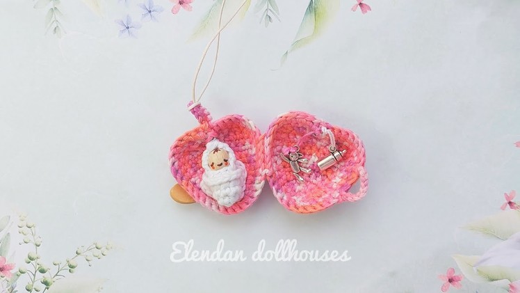 Heart locket with baby doll - Valentine's day crochet gift idea