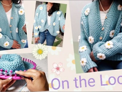 How to loom knit beautiful chunky cardigan. women daisy Chunky cardigan. Au tricotin