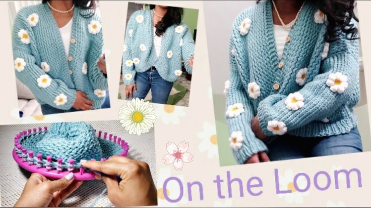 How to loom knit beautiful chunky cardigan. women daisy Chunky cardigan. Au tricotin