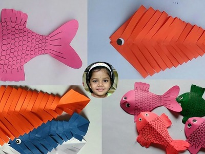 How to make paper fish.Fish crafts ideas. Creating paper fish.Easy Art & Craft for kids