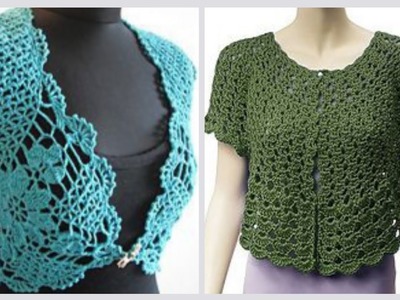Most classy & adorable collection of Crochet Bolero & Mini Jacket.mini #crochetjacket #crochetbolero