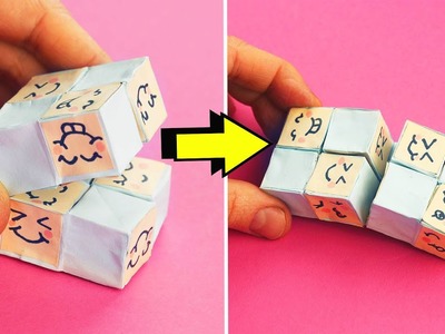 Origami INFINITY CUBE - DIY. Magic folding cube - Easy fidget toy. Antistress Moving PAPER Crafts.