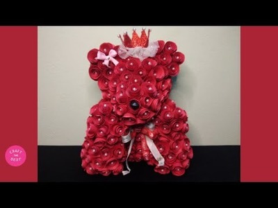 Paper Rose Teddy Bear making with Newspaper | Valentines day gift | DIY Paper Teddy | Craft the Best