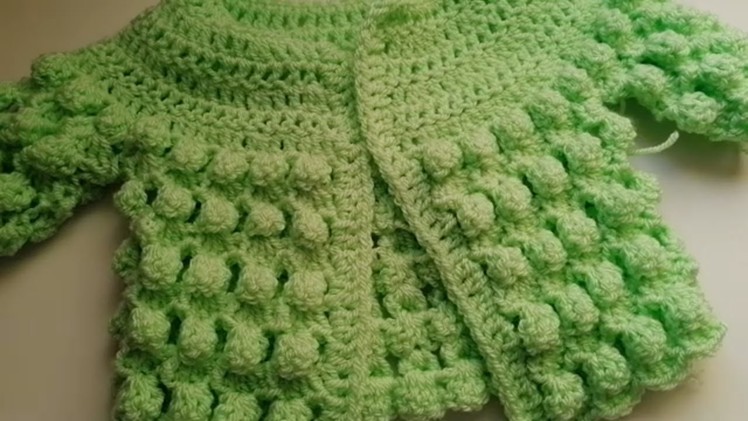 Pretty bobbles baby cardigan Part 1 the yoke by Crochet Nuts