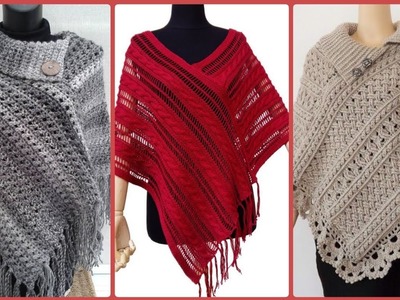 So Beautiful & Stylish New Crochet Flower Poncho Designs Collections 2022