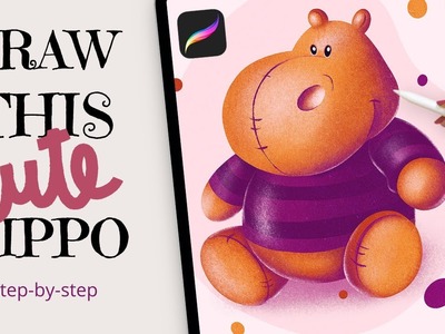 Toy Hippo Drawing Tutorial in Procreate