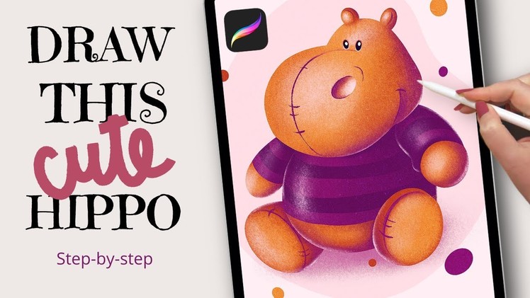 Toy Hippo Drawing Tutorial in Procreate