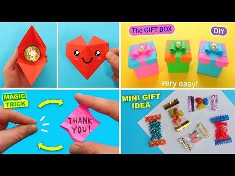 4 Cool mini gift ideas. Easy Paper Crafts Idea - origami Gift Box. How To Make Paper Mini Gift