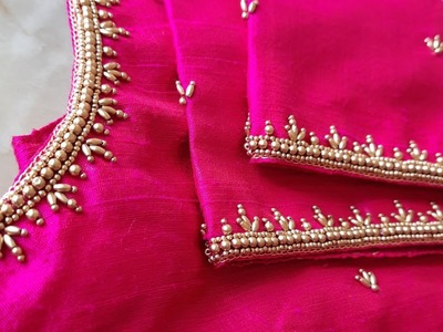 Beautiful aariwork with normal needle on stitched blouse.same like aari work.Braidal blouse