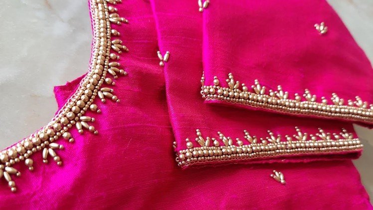Beautiful aariwork with normal needle on stitched blouse.same like aari work.Braidal blouse