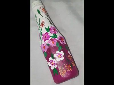 Beautiful and easy glass bottle painting with finger.  BOTTLE DECOR  WITH FINGER