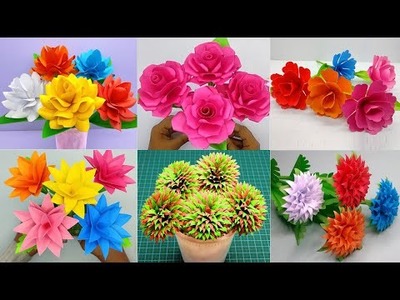 Best 6 Beautiful Paper Flower Making | Home Decoration Ideas | DIY Easy Flowers