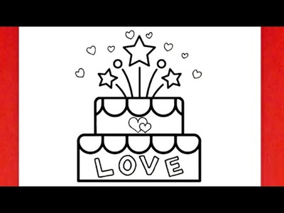 Dessin facile | comment dessiner un gateau d'anniversaire facile | dessin kawaii | dessins facile