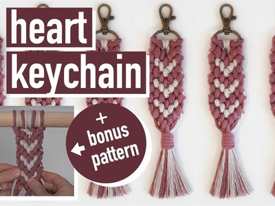 DIY Macrame Heart Key Chain - Reverse Double Half Hitch Knot Heart Pattern.Key Chain!