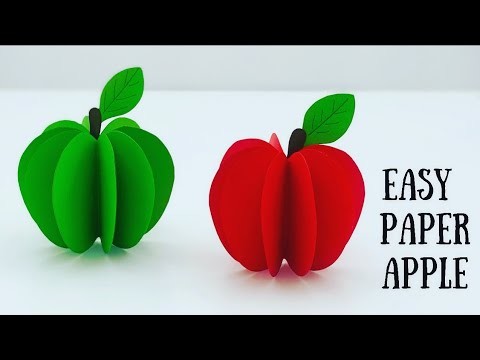 DIY PAPER APPLE. Paper Crafts For School. Paper Craft. Easy kids craft ideas. paper Apple 3D