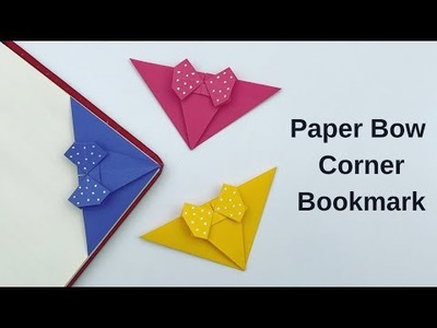 DIY Paper BOW Corner Bookmark!!! Paper Crafts For School. Origami Bookmark. Paper Craft. Bow