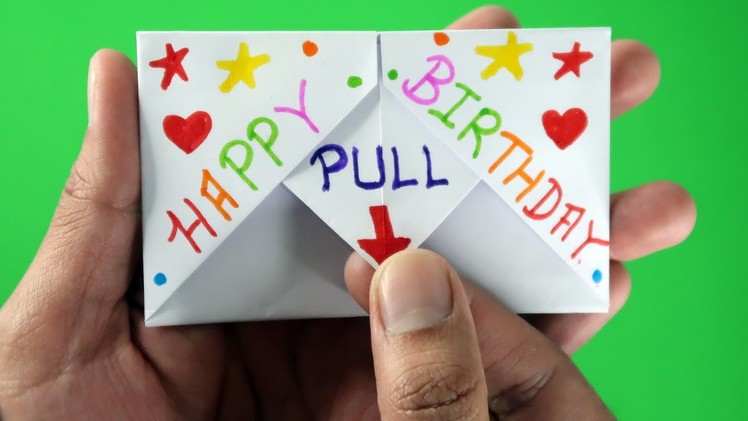 DIY - SURPRISE MESSAGE CARD FOR BIRTHDAY || Pull Tab Origami Envelope Card || Happy Birthday Card