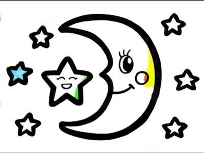 Drawing the moon for children. How to draw a moon | Moon drawing.