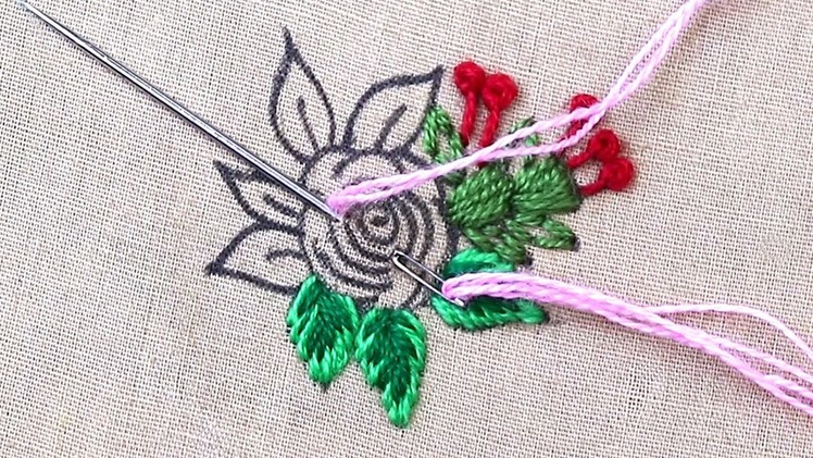 Easy Brazilian Embroidery rose flower making tutorial for beginners - hand embroidery rose - bullion
