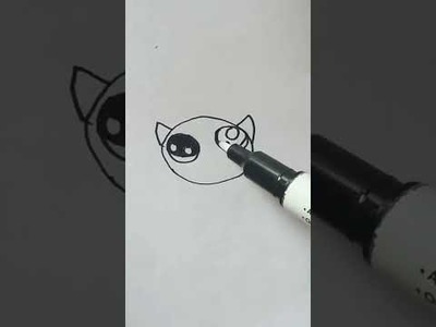Easy cat drawing draw so cute animals #shorts