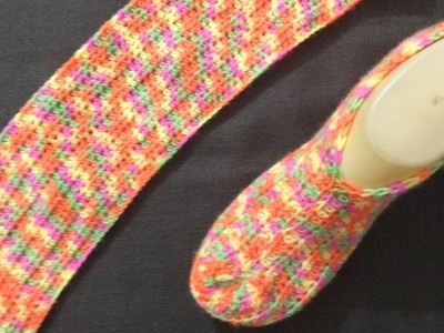 Easy Crochet क्रोसिए Knitting Ladies Shoes. Crocia Ladies Shoes , Socks , Slippers