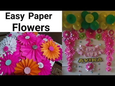 Easy paper flowers. How to make paper flowers for decoration. DIY FLOWERS. Paper Craft -Home decor