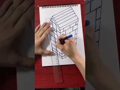 Home 3D trick art Drawing on paper.