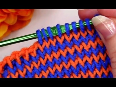 How to crochet Tunisian knit stitch short tutorial by marifu6a