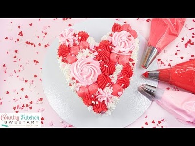 How to Decorate a Naked Cake Layered with Piped Buttercream | Valentine's Day Cake