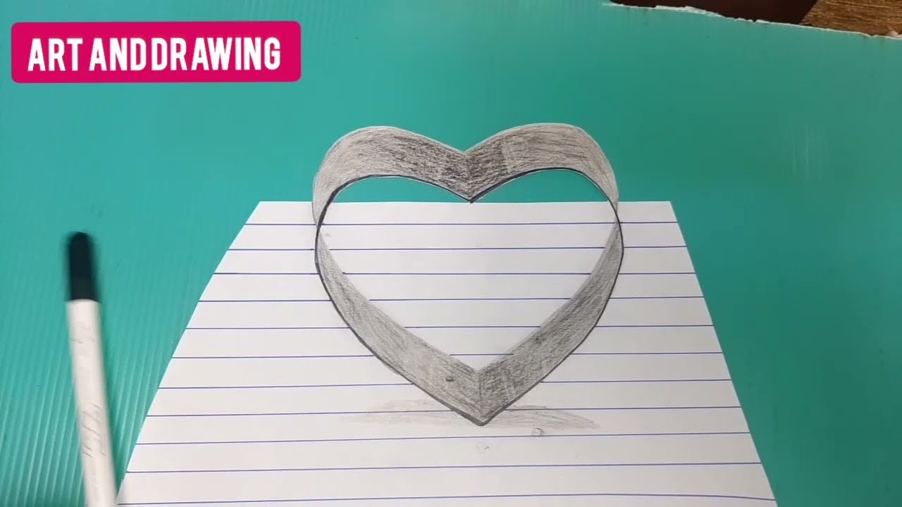 How to Draw a Heart, 3D Heart, Trick on paper Step by step