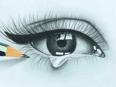 How to draw realistic eye with tears for beginners || eyes drawing tutorial