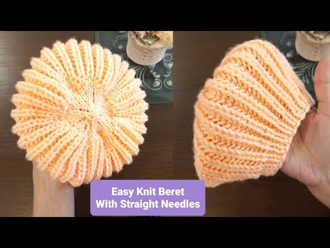 How to knit Beret with Straight Needles For Complete Beginners | Knit Easy Cap Written Instructions