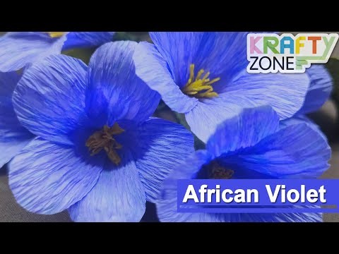 How to make African violets with crepe paper.paper flower.diy African violet crepe paper flower