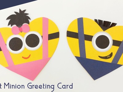 How To Make Heart Minion Greeting Card For Kids | Easy Paper Crafts | Valentine Craft Ideas
