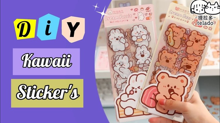 How to make kawaii sticker.Diy handmade sticker at home.easy to make. paper craft.Journal sticker