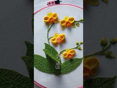 Https:.youtu.be.Rhq3gcyJ3P4 | Yellow Orchid Hand Embroidery