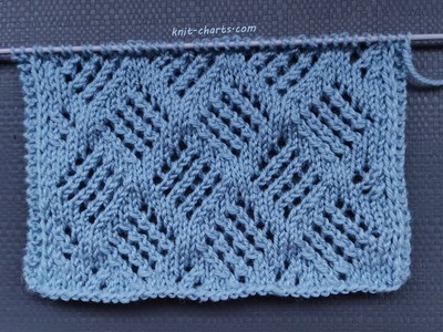 Lace Basket Knit Stitch |  Korbmuster stricken | Punto Canestro ai Ferri | Punto Cesta a dos agujas