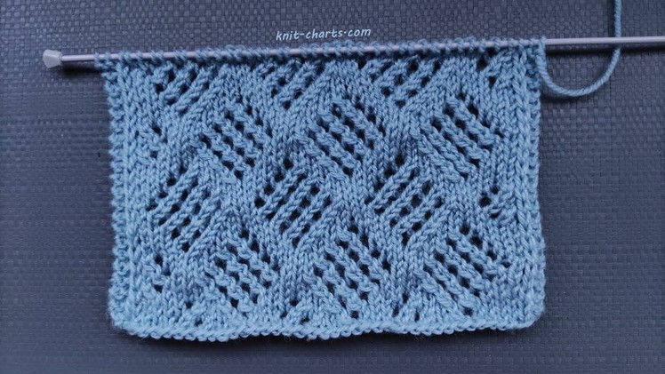 Lace Basket Knit Stitch |  Korbmuster stricken | Punto Canestro ai Ferri | Punto Cesta a dos agujas
