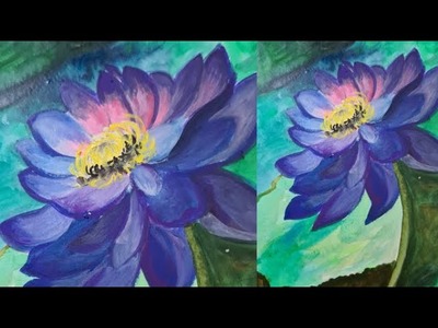 Learn How to Paint Realistic 3 - D Water Lilly Acrylic Painting on Paper | Acrylic Painting Classes