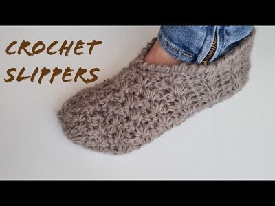 Left handed crochet slippers super easy and fast for beginners