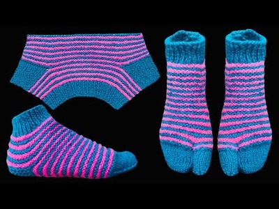 New Knitting Pattern For Ladies Socks.Shoes.Slippers.Jutti.Jurab.Anguthe Wali Designer Socks # 207