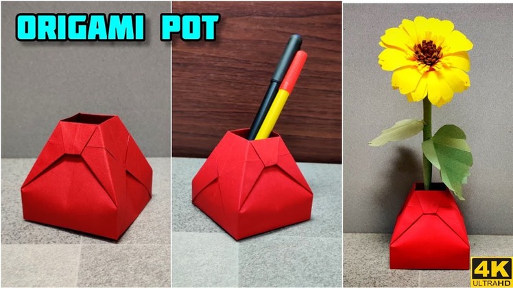 Origami Pot | Origami Pen stand | Origami tutorial | Paper craft | Magic Folds