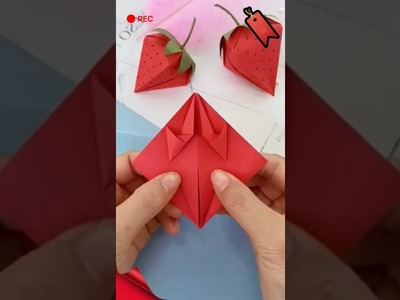 Origami Strawberry Tutorial | Easy Crafts | Simple Crafts For Kids | Nursery Craft Ideas #shorts