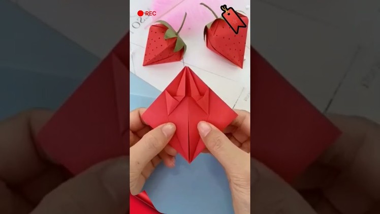 Origami Strawberry Tutorial | Easy Crafts | Simple Crafts For Kids | Nursery Craft Ideas #shorts