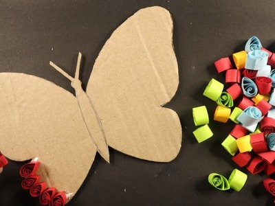 Quick Easy Paper Wall Hanging Ideas. Butterfly  Flower Wall decor. Cardboard Reuse.Room Decor DIY